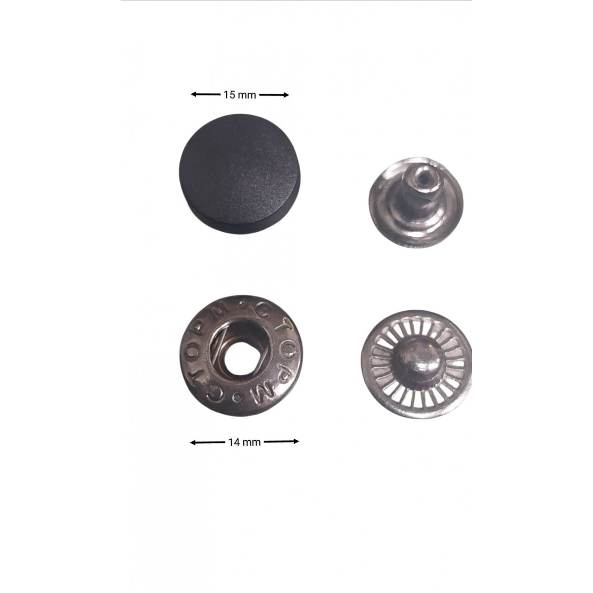 Кнопки металлические с пластиковой черной шляпкой диам.14 мм (30 шт)
