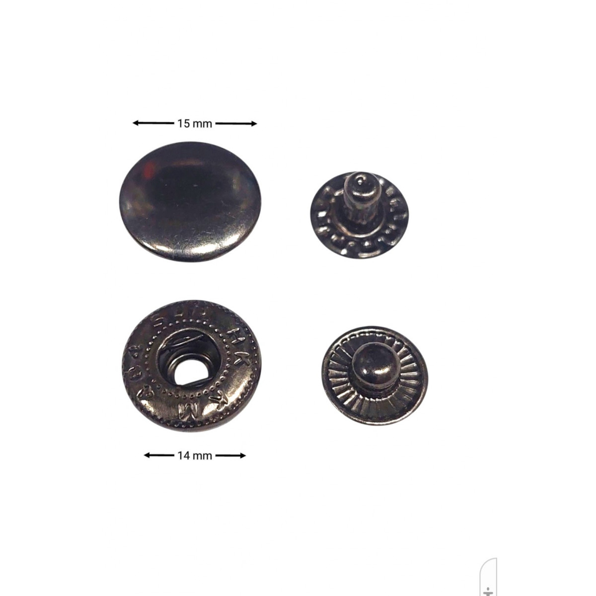 Кнопки металлические диам.14 мм блек-никель (30 шт)
