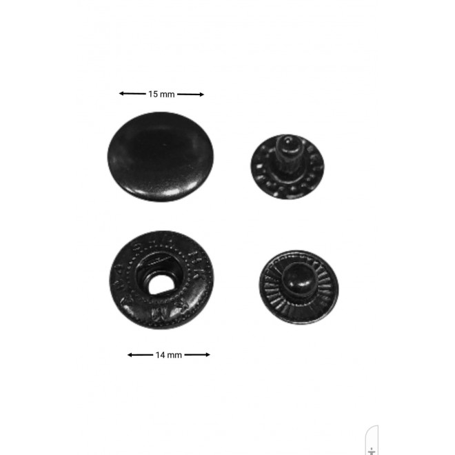 Кнопки металлические диам.14 мм черный оксид (1000 шт) оптом