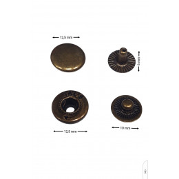 Кнопки металлические №54 диам.12.5мм антик (30 шт)