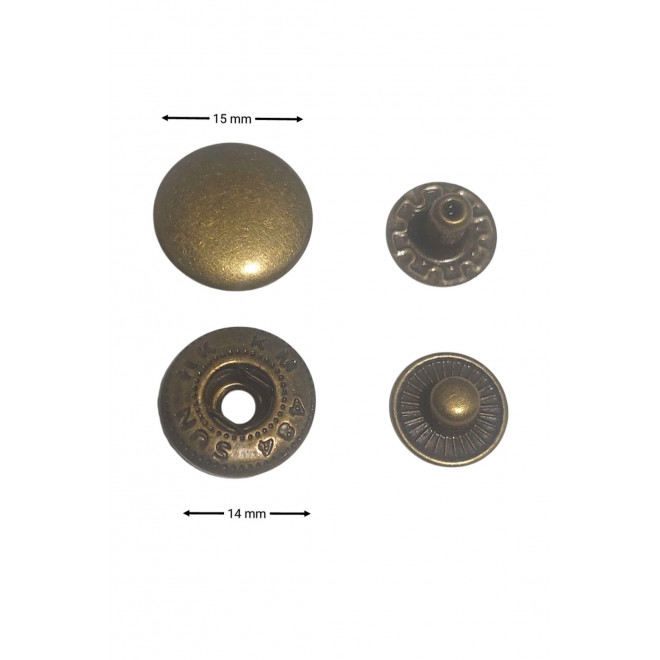 Кнопки металлические диам.14 мм антик (1000 шт) оптом