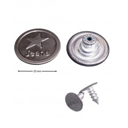 Джинсовая кнопка-пуговица 20 мм « звезда », т.никель (25 шт.)