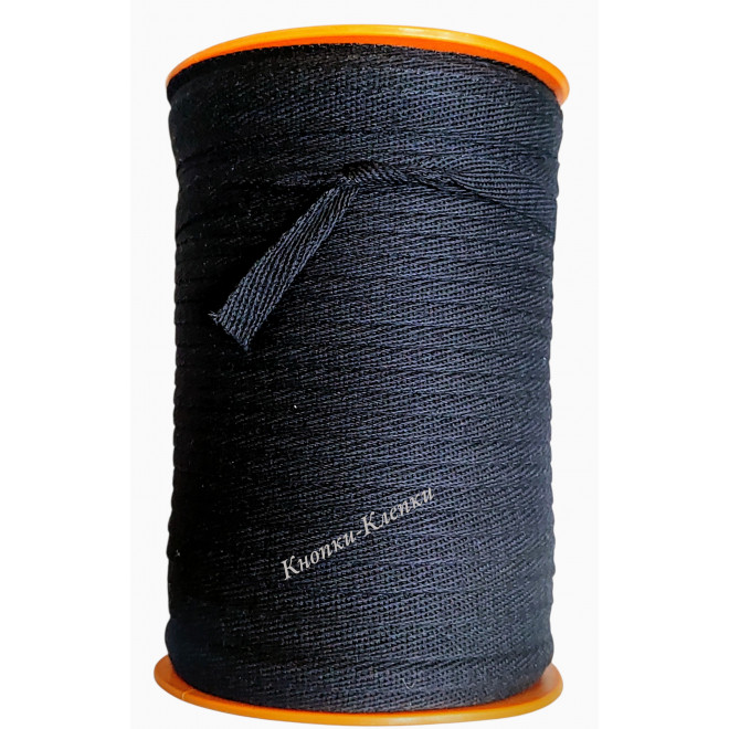 Лента киперная х/б для шитья 10 мм (200 м) чёрная оптом