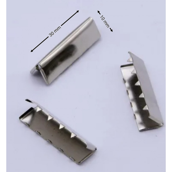 Наконечник-зажим для ременной ленты (стропы) металл 30х10 мм (уп. 20 шт) никель оптом