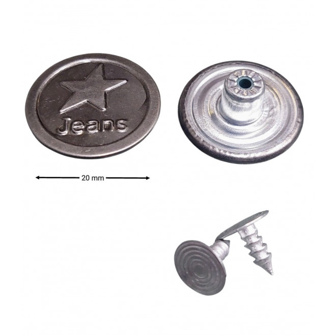 Джинсовая кнопка-пуговица 20 мм « звезда », т.никель (50 шт.)