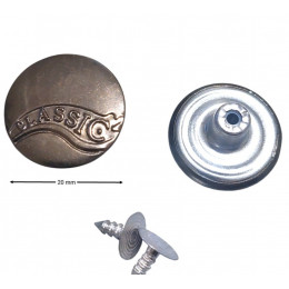 Джинсовая кнопка-пуговица 20 мм « Сlassik », т.никель (50 шт.)
