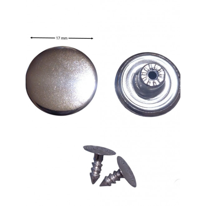 Джинсовая кнопка-пуговица 17 мм гладкая никель (50 шт.) оптом