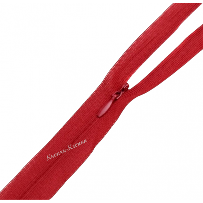 Молния спиральная T-0 потайная, нейлон, 50 см, 258 красная оптом