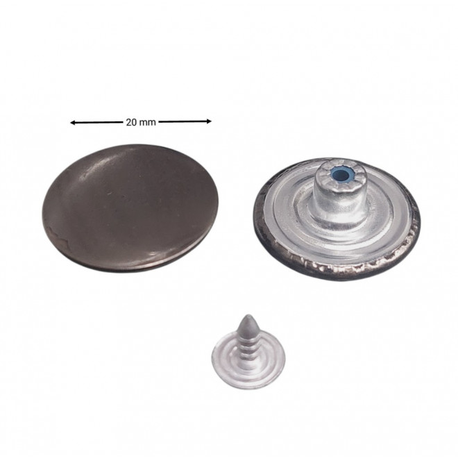 Джинсовая кнопка-пуговица 20 мм гладкая, т.никель (20 шт.) оптом