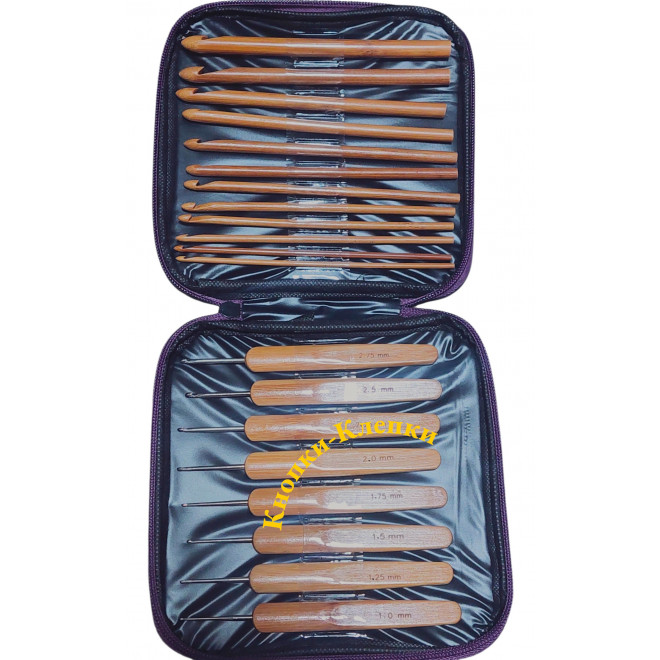 Набор бамбуковых крючков для вязания в чехле оптом